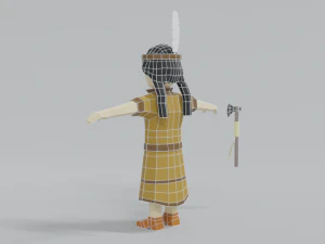 low poly cartoon native indian woman 3D Model