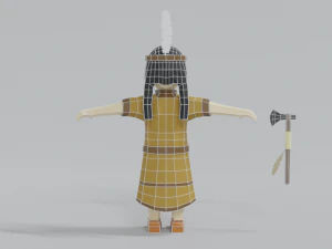 low poly cartoon native indian woman 3D Model