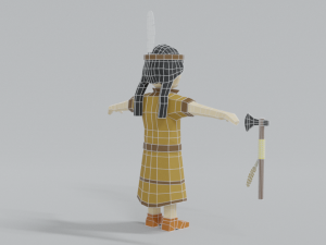 low poly cartoon native indian woman 3D 모델