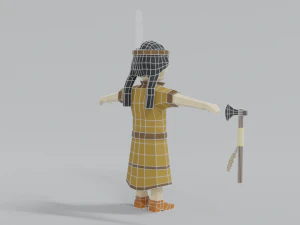 low poly cartoon native indian woman 3D Model