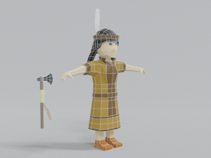 low poly cartoon native indian woman 3D 모델