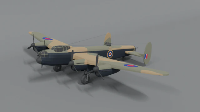 avion de la seconde guerre mondiale avro lancaster dessin anim&eacute; low poly Modèle 3D .c4d .max .obj .3ds .fbx .stl .blend 