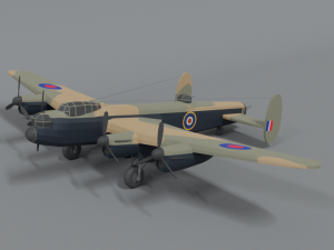 low poly cartoon avro lancaster wwii airplane 3D Model