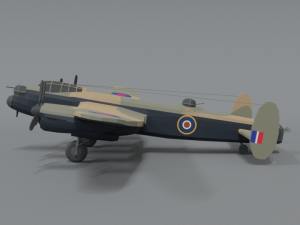 low poly cartoon avro lancaster wwii airplane Model 3D