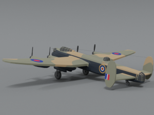 low poly cartoon avro lancaster wwii airplane Model 3D