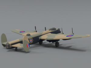 low poly cartoon avro lancaster wwii airplane Model 3D