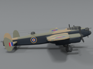 low poly cartoon avro lancaster wwii airplane Model 3D