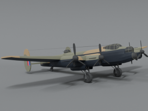 low poly cartoon avro lancaster wwii airplane Model 3D