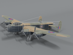 low poly cartoon avro lancaster wwii airplane Model 3D