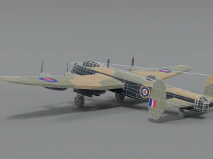 avion de la seconde guerre mondiale avro lancaster dessin anim&eacute; low poly Modèle 3D