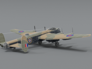 low poly cartoon avro lancaster wwii airplane Model 3D
