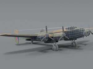 avion de la seconde guerre mondiale avro lancaster dessin anim&eacute; low poly Modèle 3D