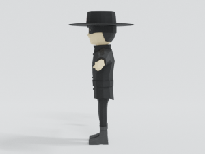 low poly cartoon zorro 3D Model