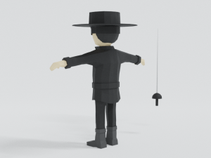 low poly cartoon zorro 3D Model