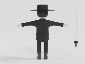 low poly cartoon zorro 3D Model