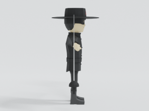 low poly cartoon zorro 3D Model