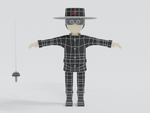 low poly cartoon zorro 3D Model