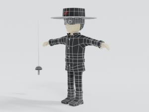 low poly cartoon zorro 3D Model