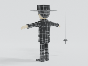 low poly cartoon zorro 3D Model
