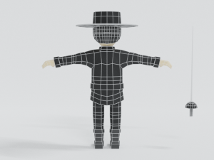low poly cartoon zorro 3D Model