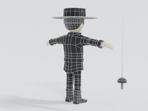 low poly cartoon zorro 3D Model