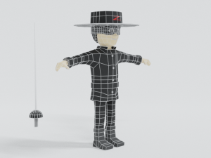 low poly cartoon zorro 3D Model