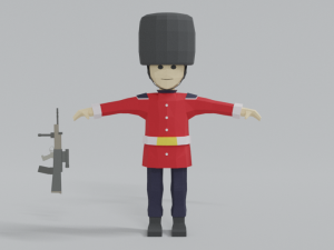 low poly cartoon queens guard 3D Модель