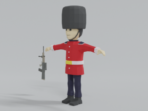 low poly cartoon queens guard 3D मॉडल