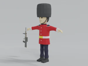 low poly cartoon queens guard 3D Model
