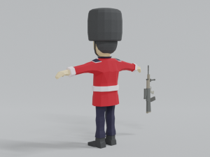 low poly cartoon queens guard 3D मॉडल