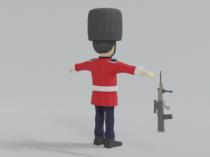 low poly cartoon queens guard 3D मॉडल