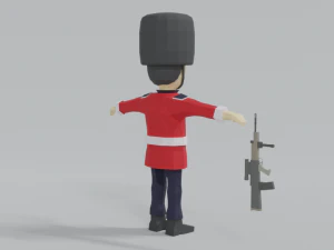 low poly cartoon queens guard 3D Model