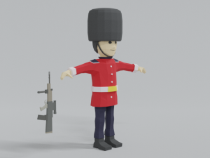 low poly cartoon queens guard 3D मॉडल