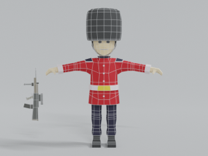low poly cartoon queens guard 3D मॉडल