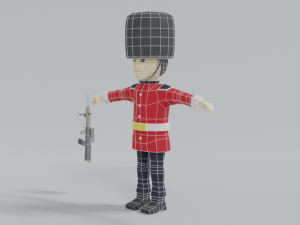 low poly cartoon queens guard 3D मॉडल