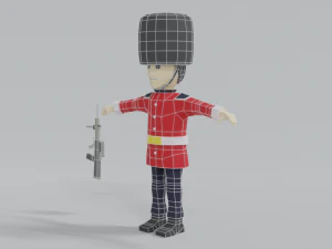 low poly cartoon queens guard 3D Model