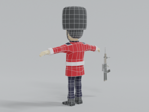 low poly cartoon queens guard 3D मॉडल