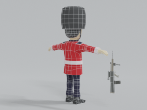 low poly cartoon queens guard 3D मॉडल