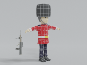 low poly cartoon queens guard 3D मॉडल