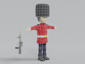 low poly cartoon queens guard 3D Model