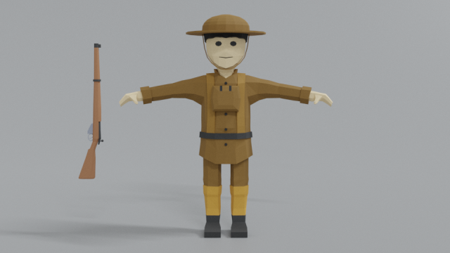 low poly cartoon wwi british soldier 3D मॉडल .c4d .max .obj .3ds .fbx .stl .blend