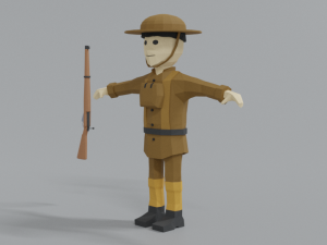 low poly cartoon wwi british soldier 3D Model