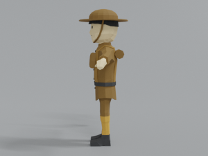 low poly cartoon wwi british soldier 3D Model