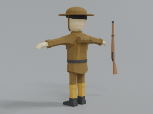 low poly cartoon wwi british soldier 3D Model