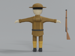 low poly cartoon wwi british soldier 3D Model