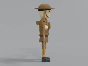 low poly cartoon wwi british soldier 3D Model