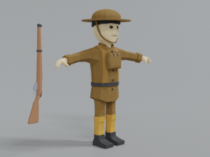 low poly cartoon wwi british soldier 3D Model