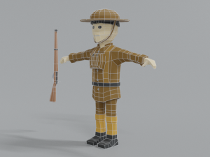 low poly cartoon wwi british soldier 3D Model