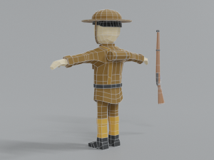 low poly cartoon wwi british soldier 3D Model