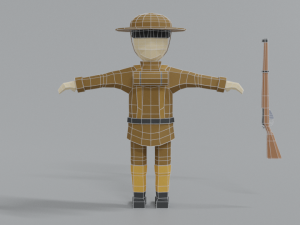 low poly cartoon wwi british soldier 3D Model
